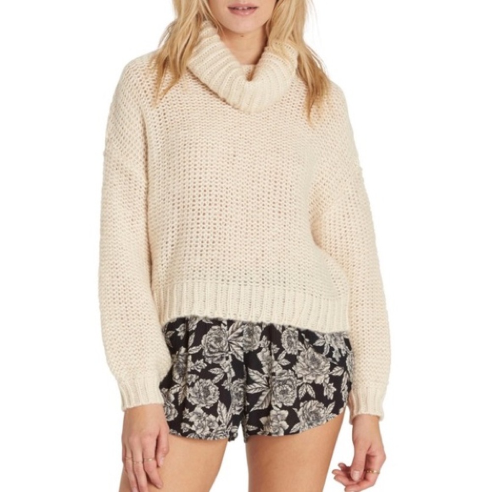 Billabong Cream Knit Turtleneck Sweater